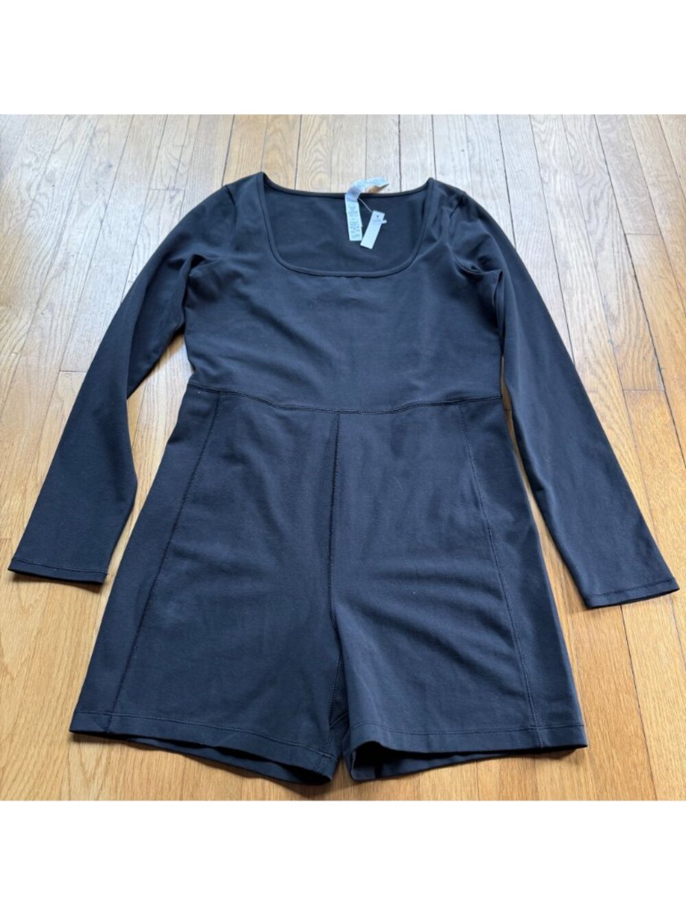 Madewell Size XL NEW True Black Knit Long Sleeve Fitted Biker Unitard Romper - Picture 3 of 12